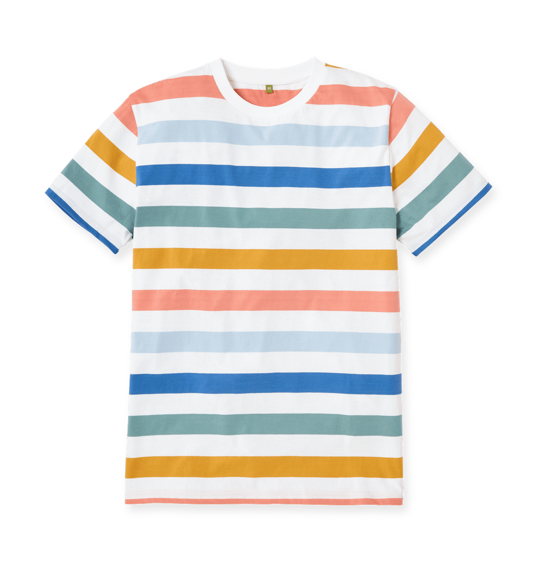 Multicolour Stripes Printed Premium T-Shirt Front