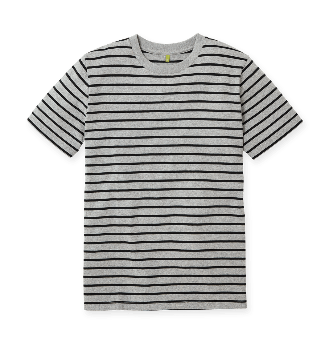 Grey & Black Stripe Printed Premium T-Shirt Front