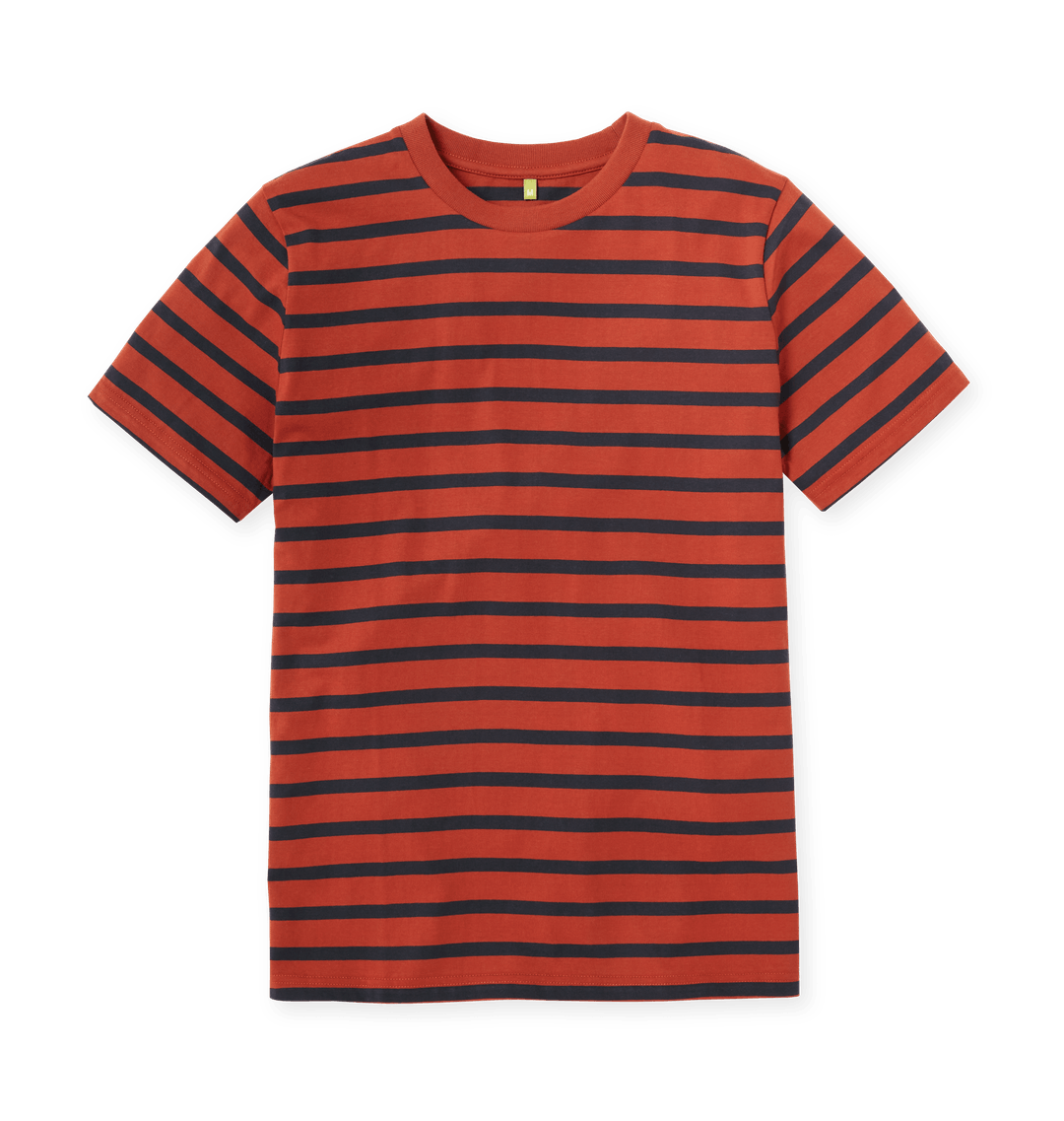 Rust & Navy Stripe Printed Premium T-Shirt Front