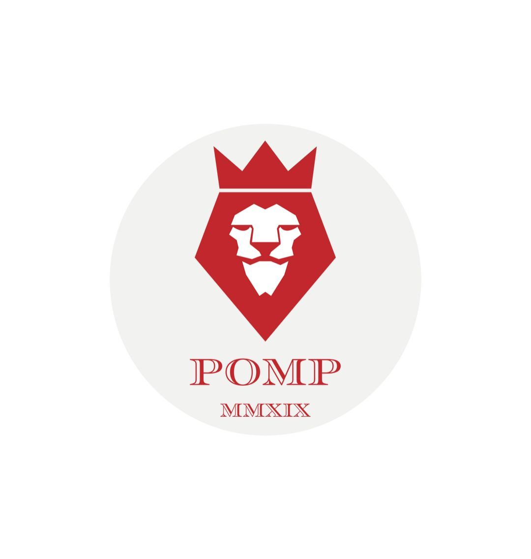 White POMP MMXIX sticker