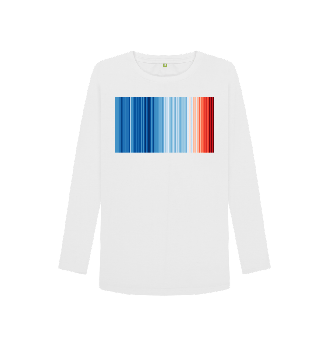 White Printed Long Sleeve T Shirt Front