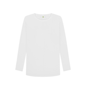 White Printed Long Sleeve T Shirt Front