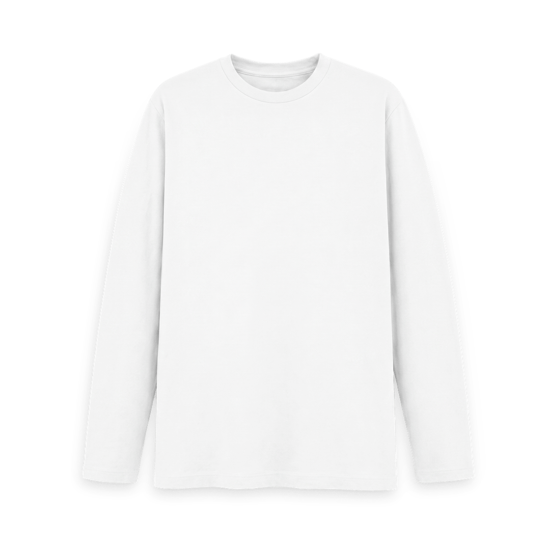 White Printed Long Sleeve T Shirt Front