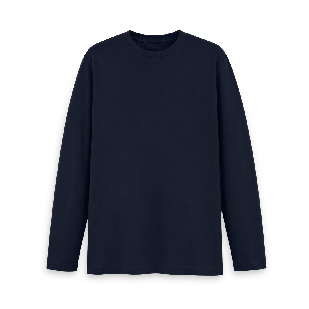 Navy Blue Printed Long Sleeve T Shirt Front