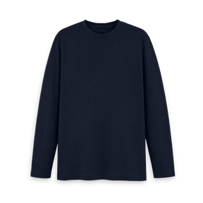 Navy Blue Printed Long Sleeve T Shirt Front
