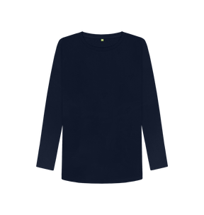 Navy Blue Printed Long Sleeve T Shirt Front