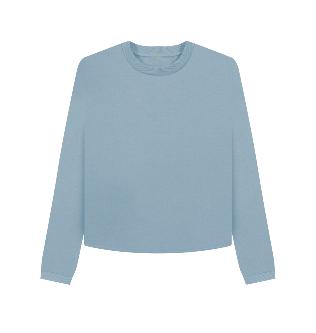 Stone Blue Printed Boxy Jumpers