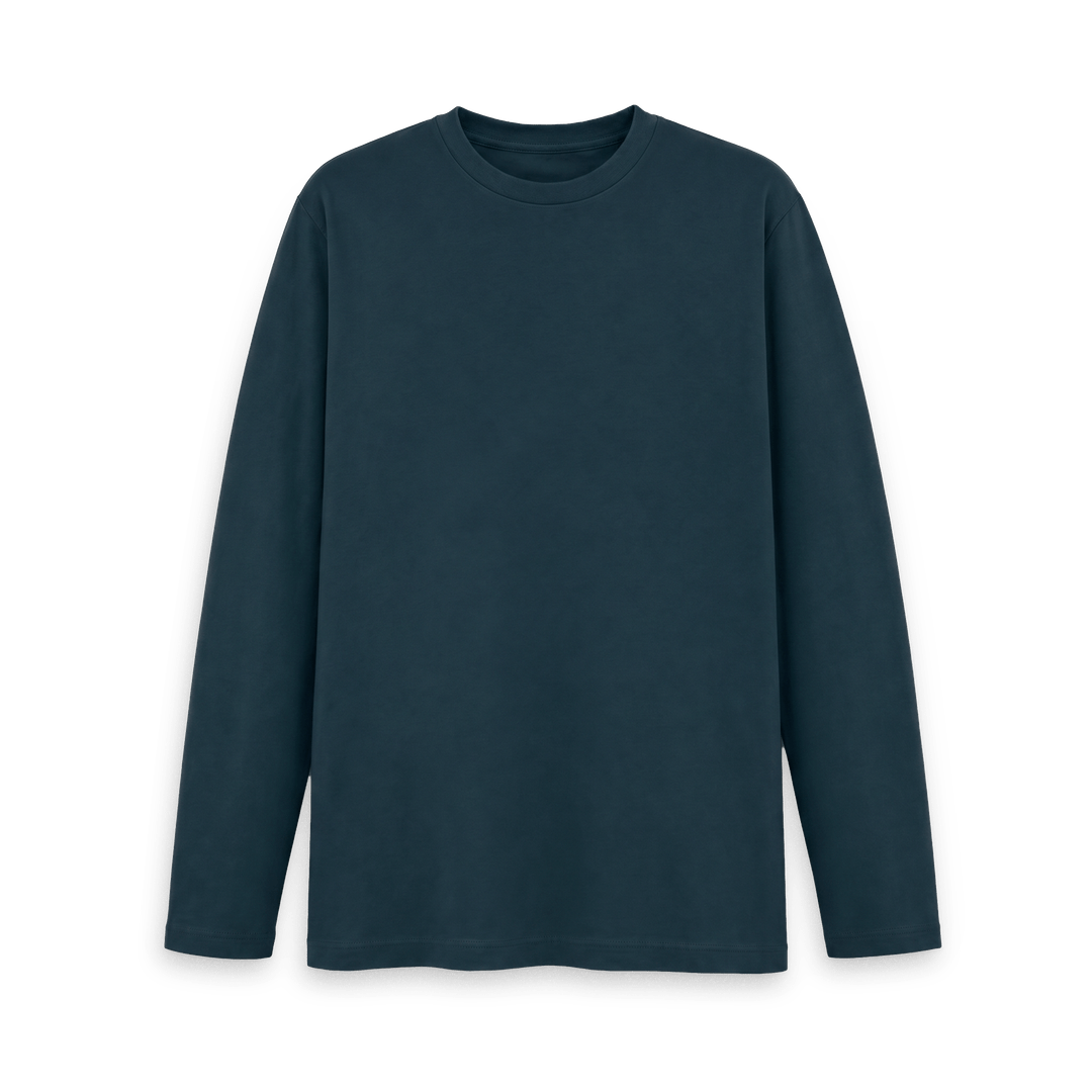 Denim Blue Printed Long Sleeve T Shirt Front