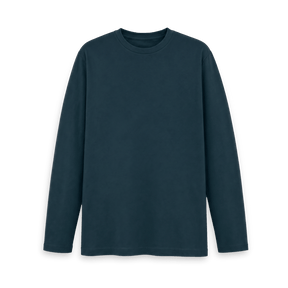 Denim Blue Printed Long Sleeve T Shirt Front