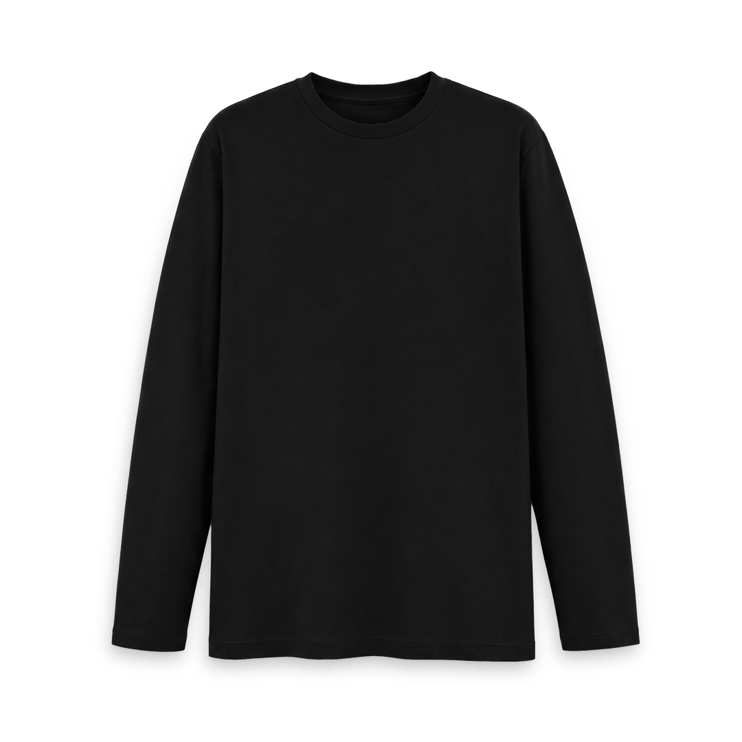 Black Printed Long Sleeve T Shirt Front