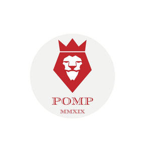 White POMP MMXIX sticker